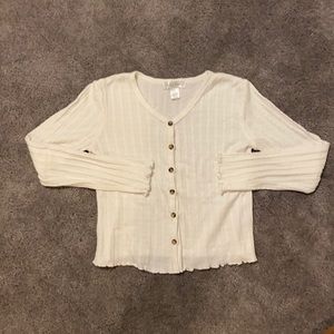 White Fawn Off White Long Sleeve Cardigan Sweater Girls Size Large